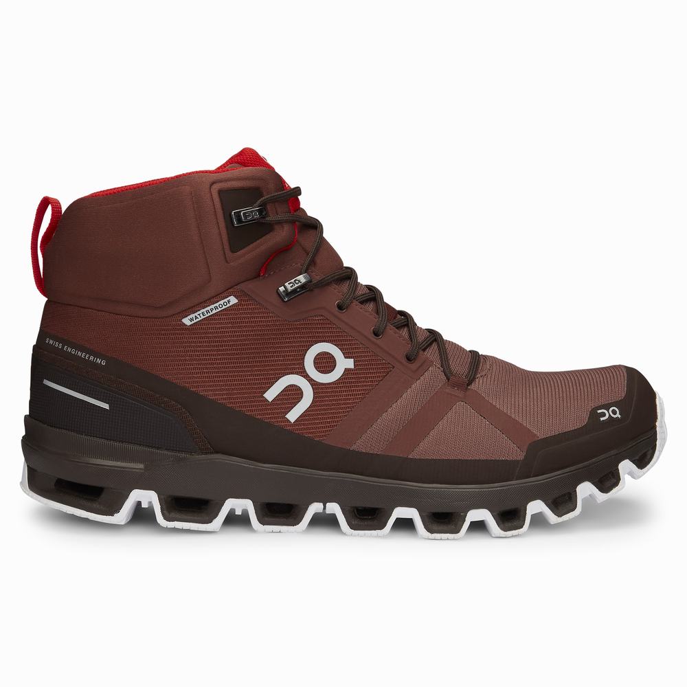 Men's On Cloudrock Hiking Boots Red | USA-3920618