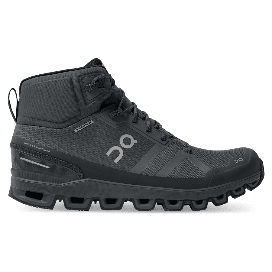 Men's On Cloudrock Waterproof Hiking Boots Black | USA-1374682