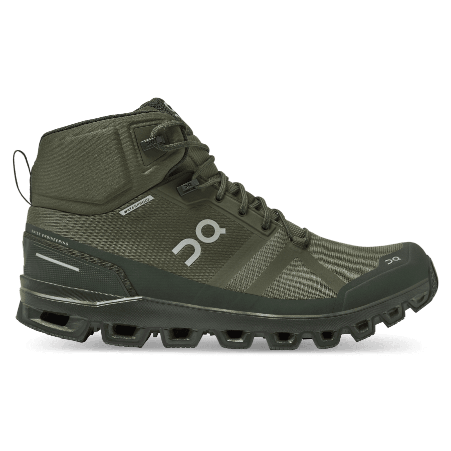 Men's On Cloudrock Waterproof Hiking Boots Dark Green | USA-8135960