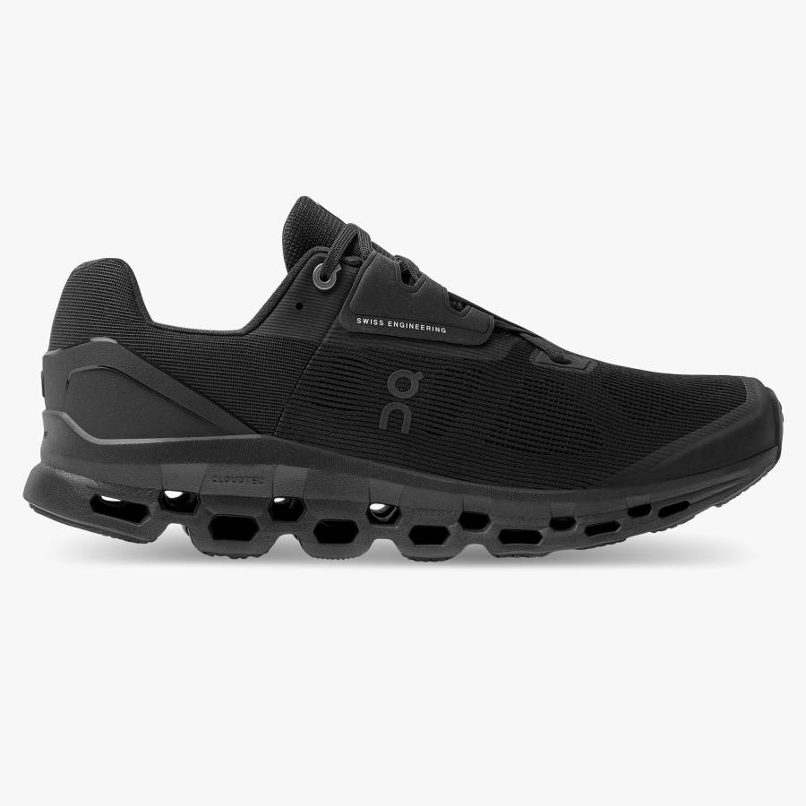 Men's On Cloudstratus 2 Road Running Shoes Black | USA-9243561