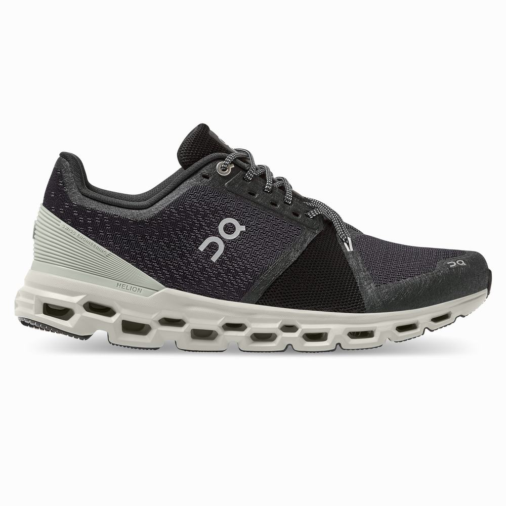 Men's On Cloudstratus Running Shoes Black | USA-1539724