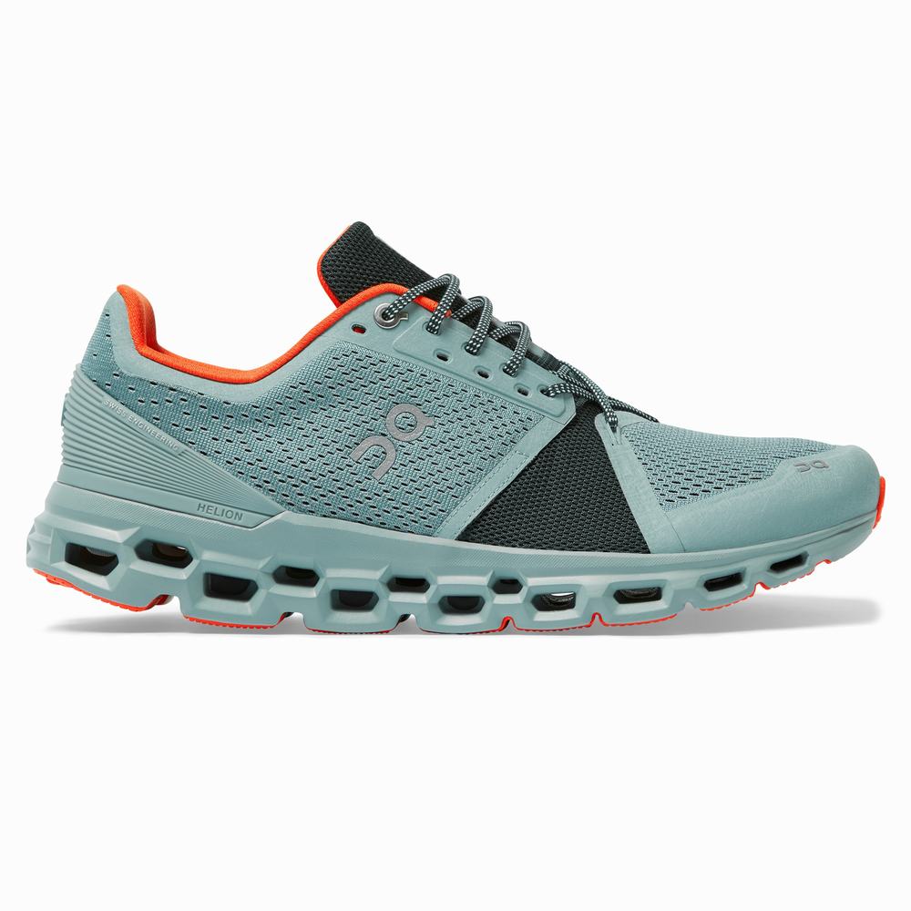 Men's On Cloudstratus Running Shoes Dark Green | USA-8025743