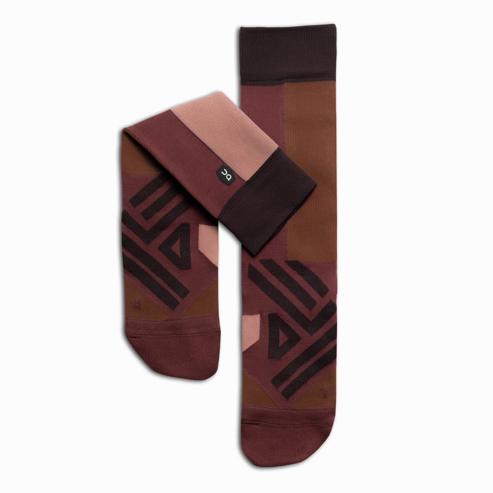 Men's On High Running Socks Black / Rose | USA-4813692