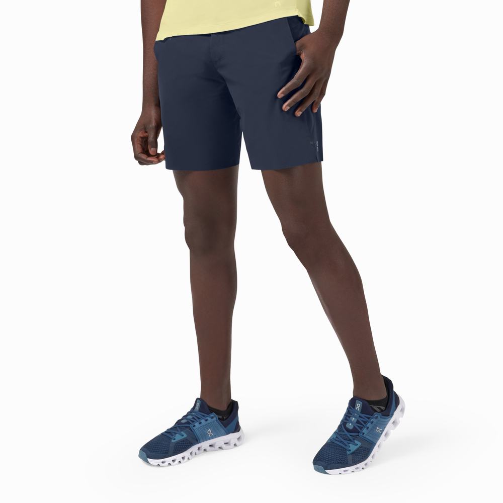 Men's On Hybrid Running Shorts Navy | USA-5691284