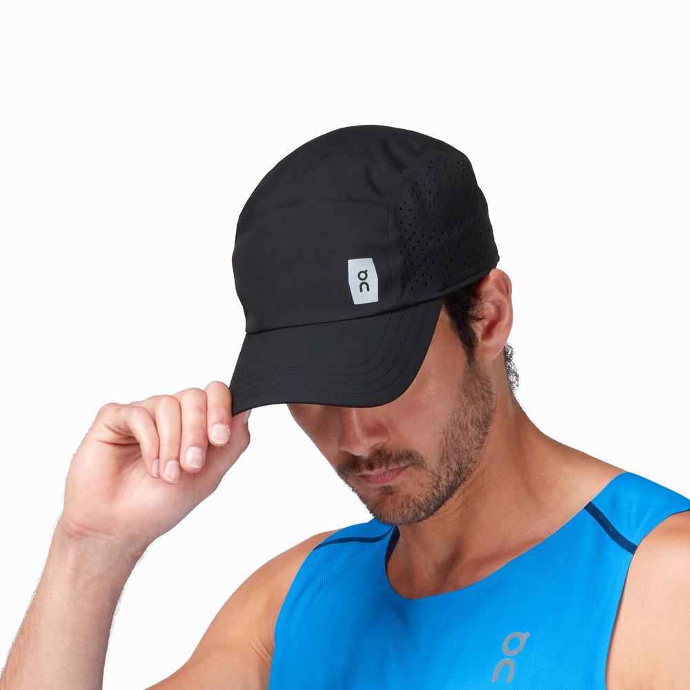 Men's On Lightweight Hats Black | USA-4651079