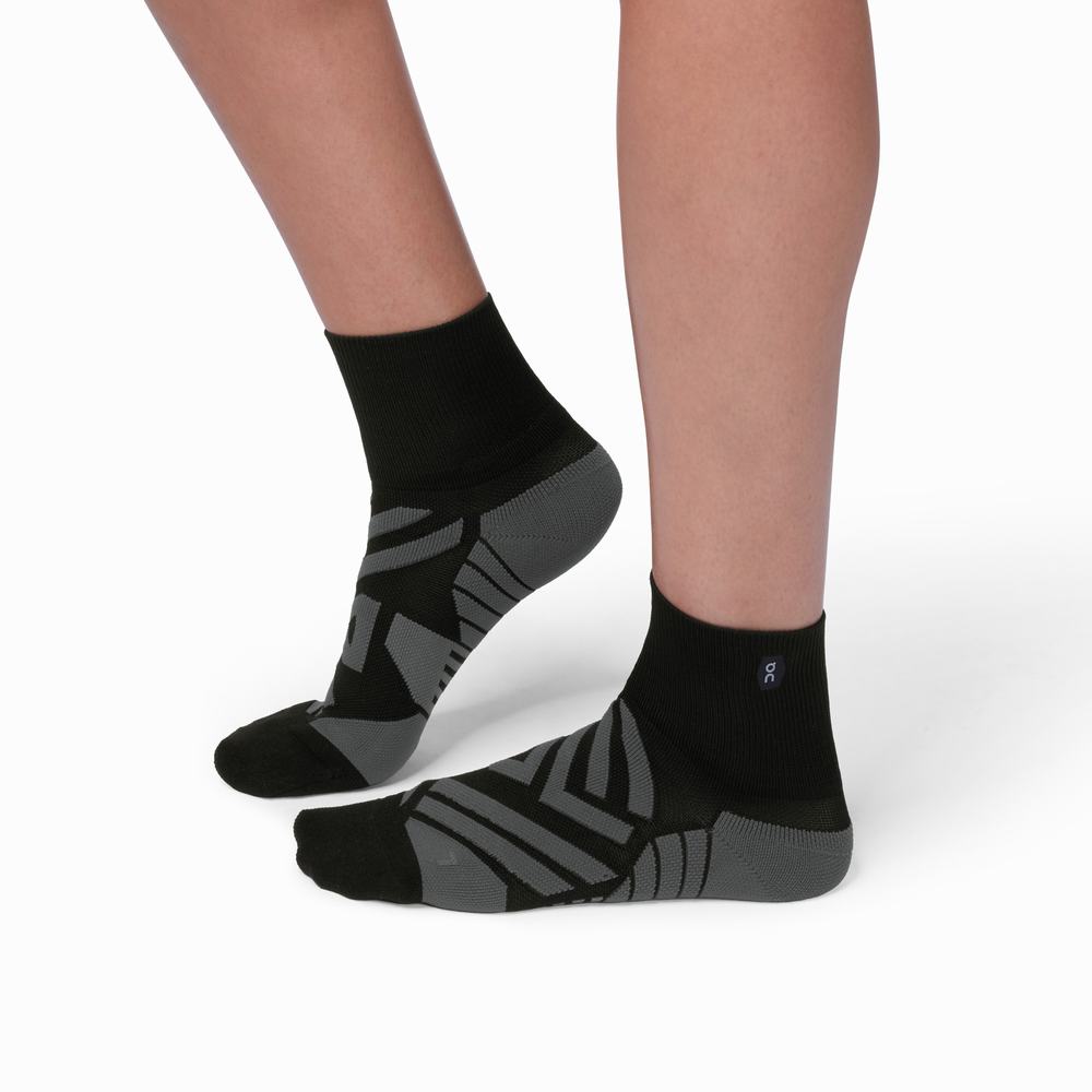 Men's On Mid Running Socks Black / Grey | USA-3519276