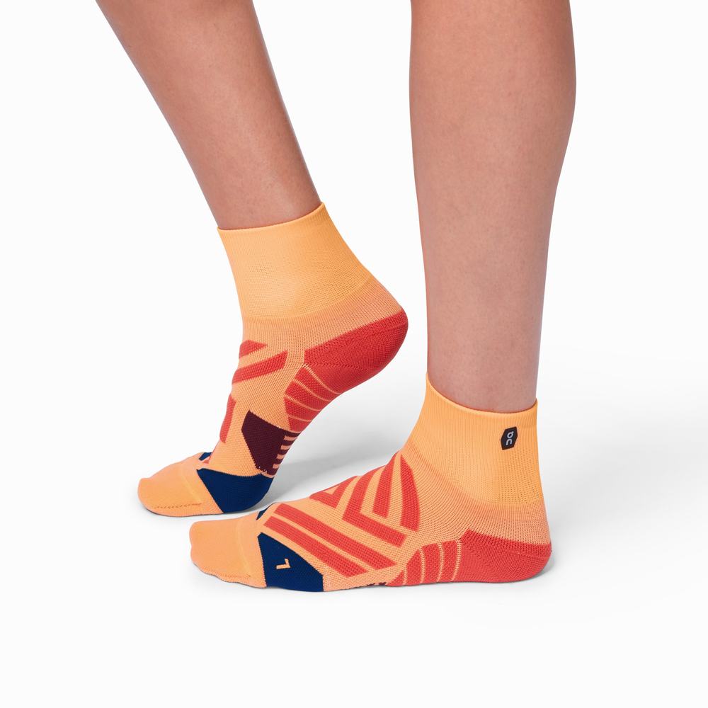 Men's On Mid Running Socks Coral / Navy | USA-2376148