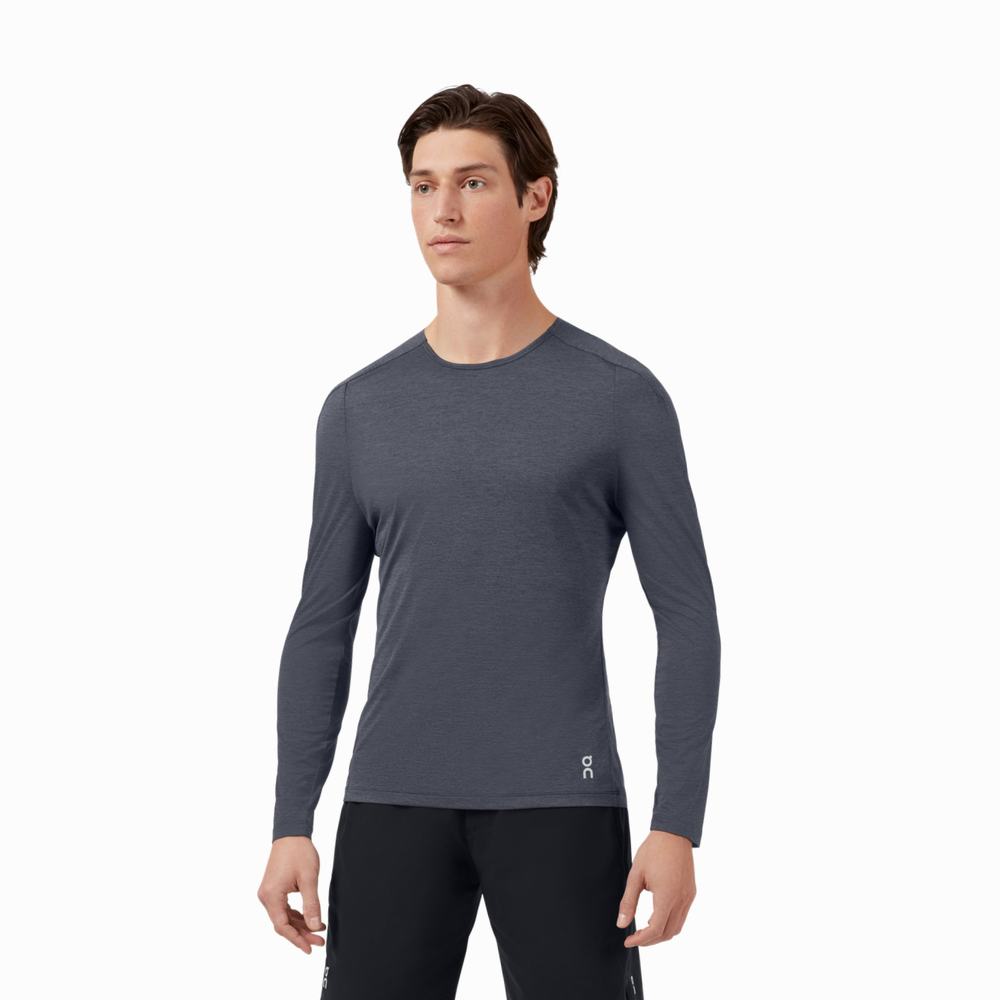 Men's On Performance Long T Shirts Dark | USA-1479608