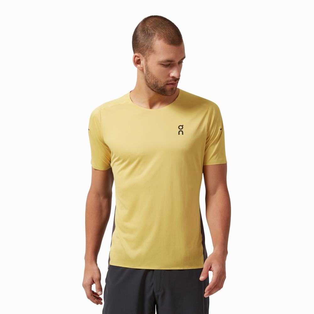 Men's On Performance Long T Shirts Mustard | USA-3596107