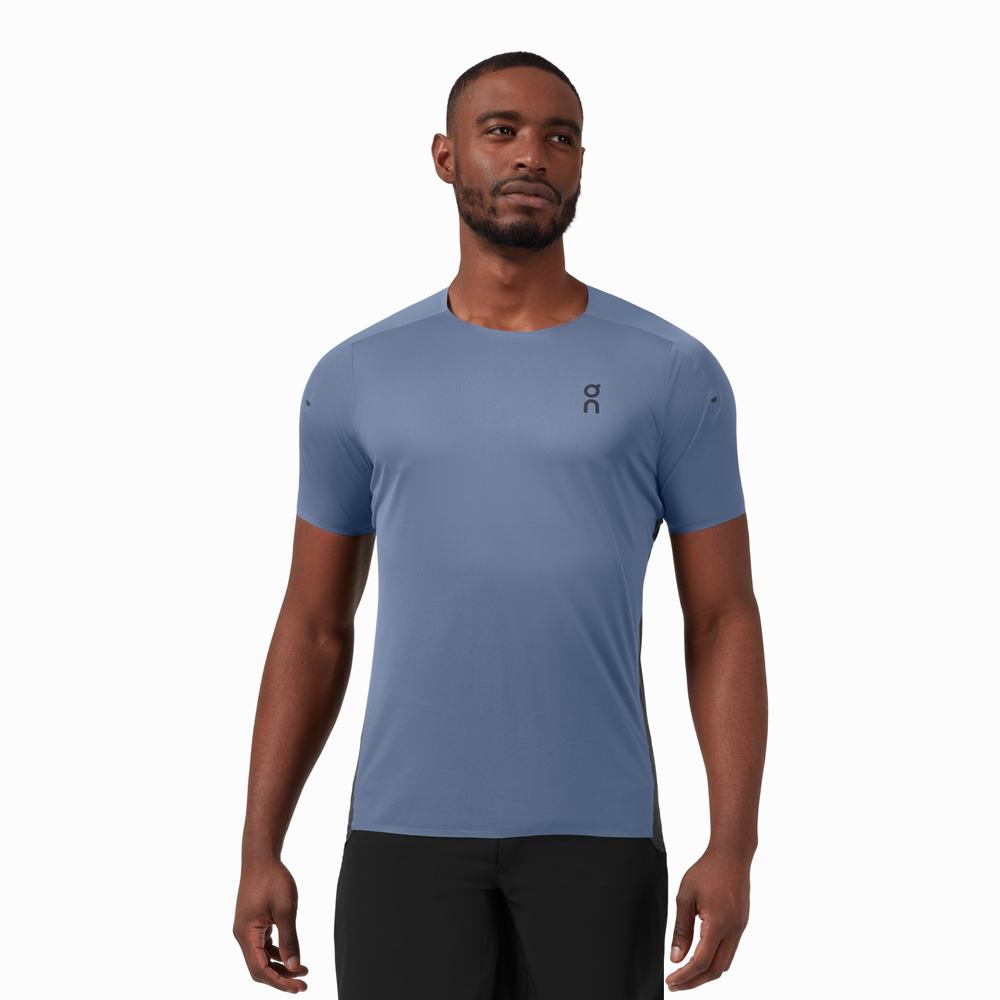 Men's On Performance Long T Shirts Royal / Black | USA-9487130