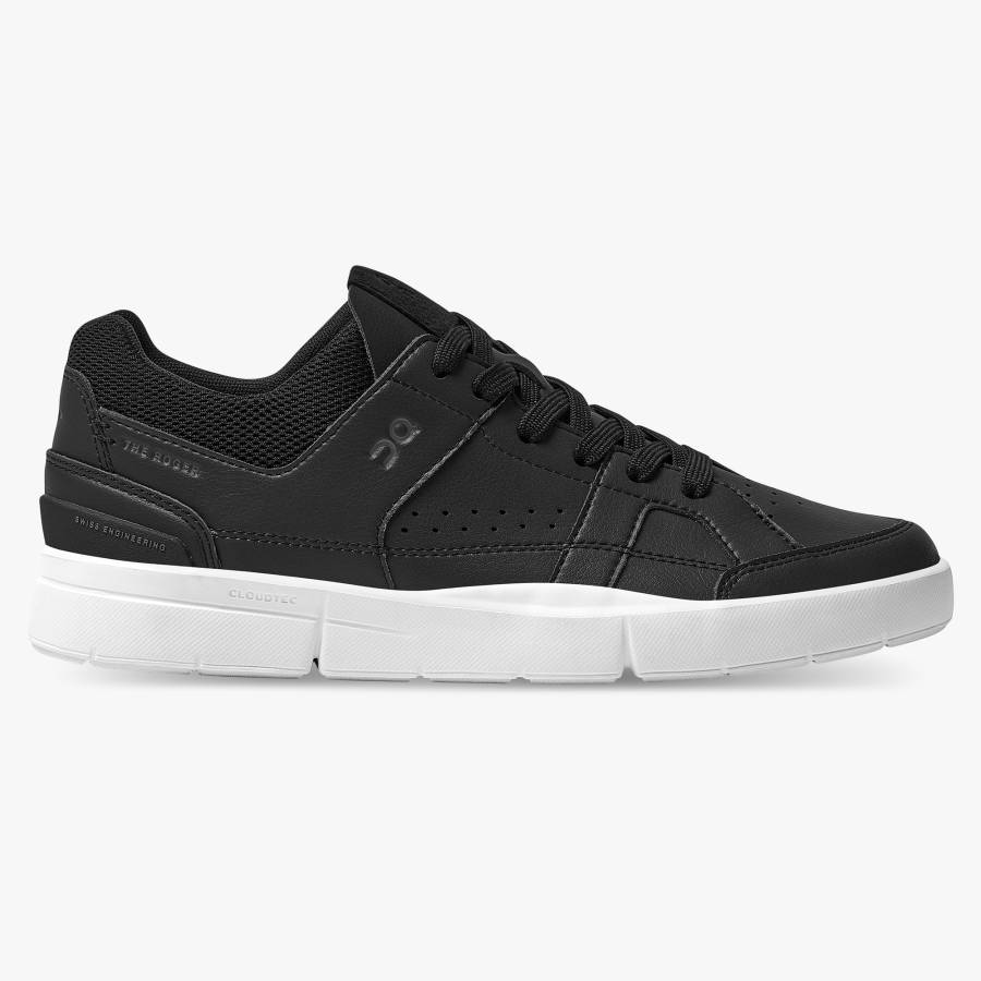 Men's On THE ROGER Clubhouse Sneakers Black / White | USA-3148960