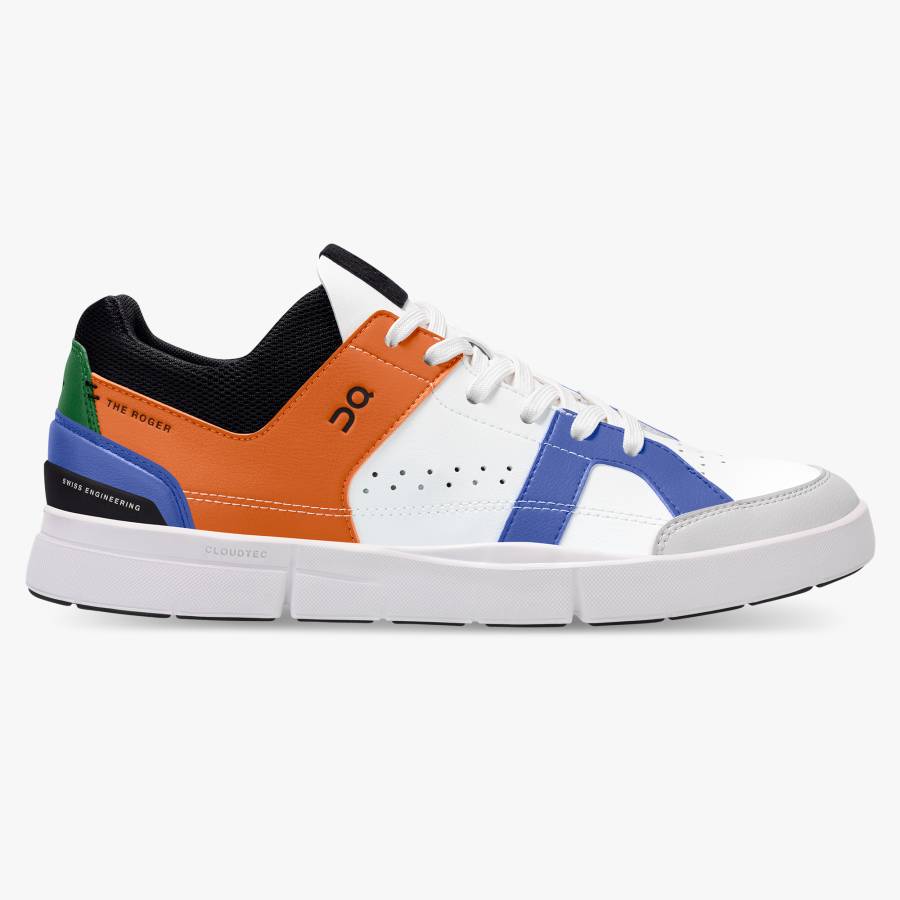 Men's On THE ROGER Clubhouse Sneakers Orange / White | USA-7561423