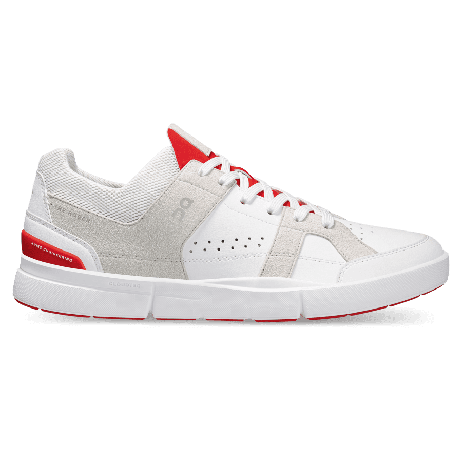 Men's On THE ROGER Clubhouse Sneakers White / Red | USA-6342950