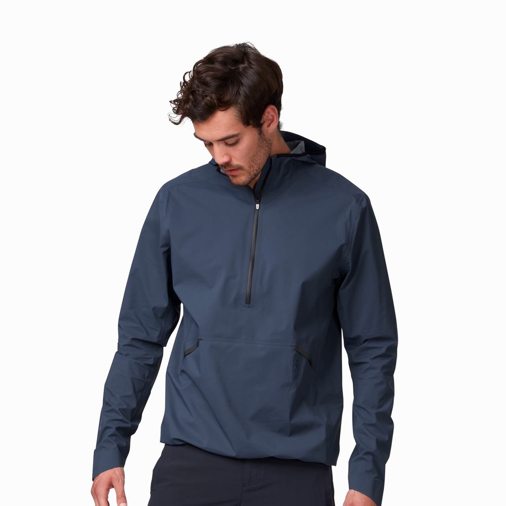 Men's On Waterproof Jackets Navy | USA-0987165