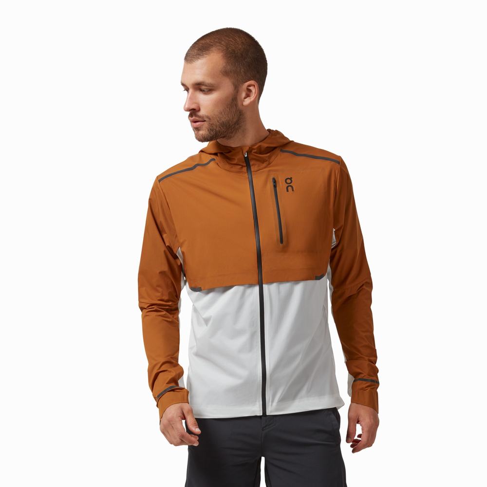 Men's On Weather Jackets Brown / White | USA-3648712