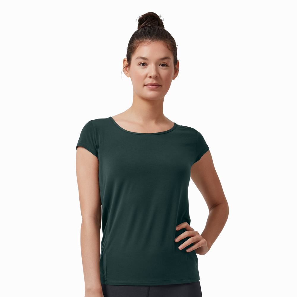 Women's On Active T Shirts Dark Green | USA-0235798