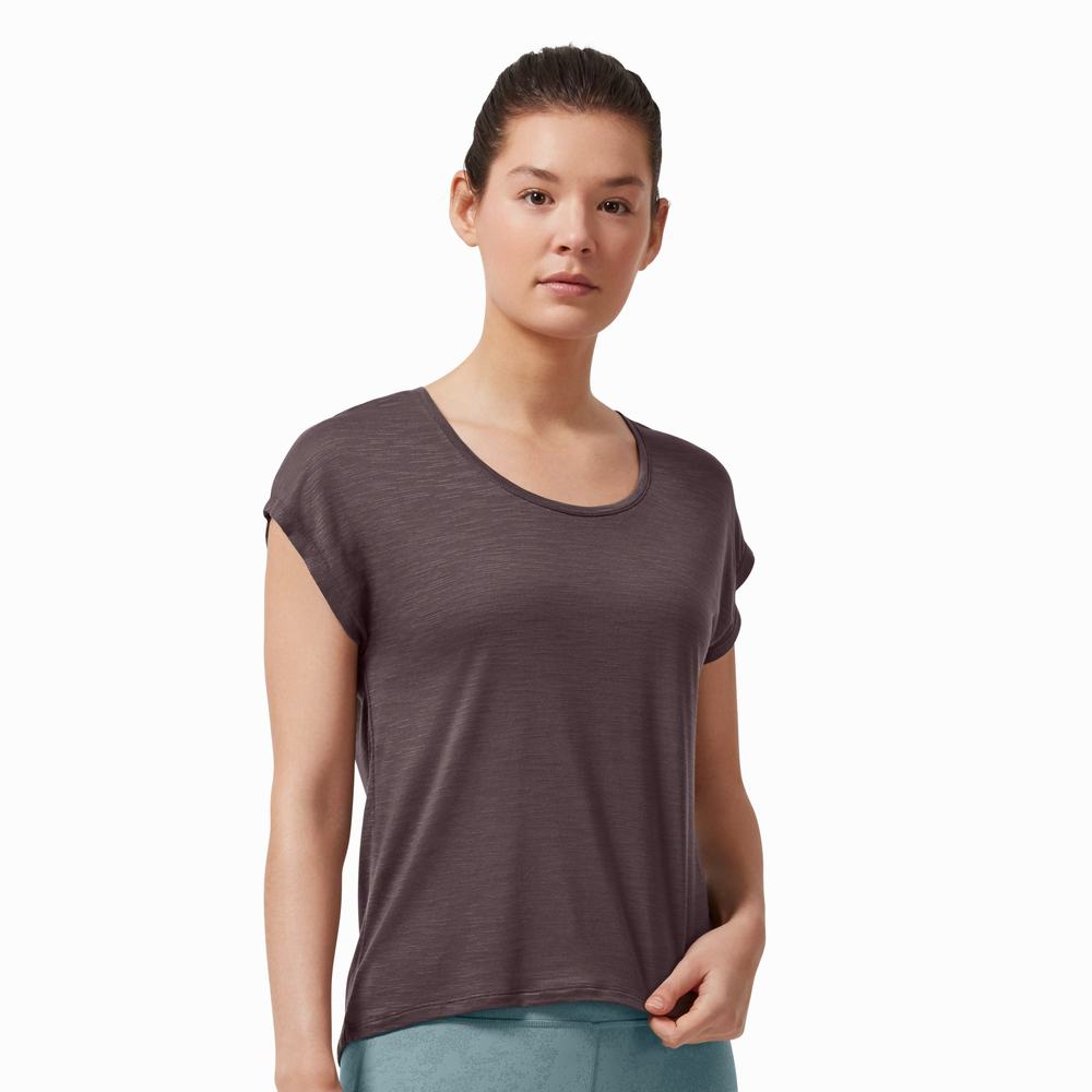 Women's On Active T Shirts Maroon | USA-1069237