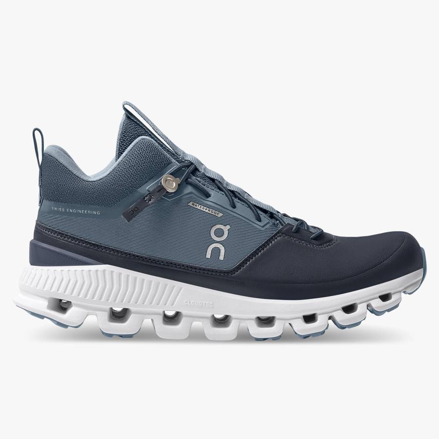 Women's On Cloud Hi Waterproof Sneakers Light Blue / Navy | USA-5206849