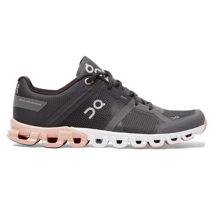 Women's On Cloudflow 2 Road Running Shoes Black / Rose | USA-3172905