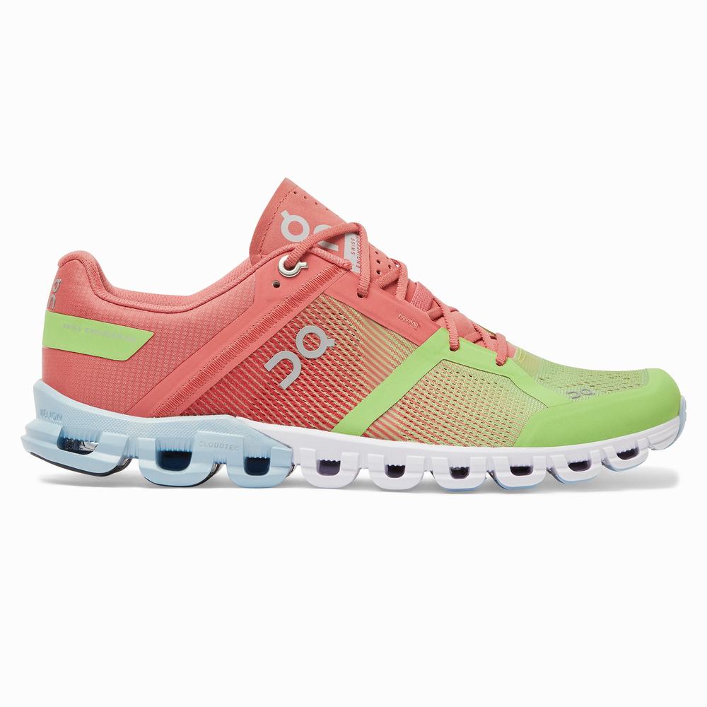 Women's On Cloudflow Racing Shoes Green / Rose | USA-8605179