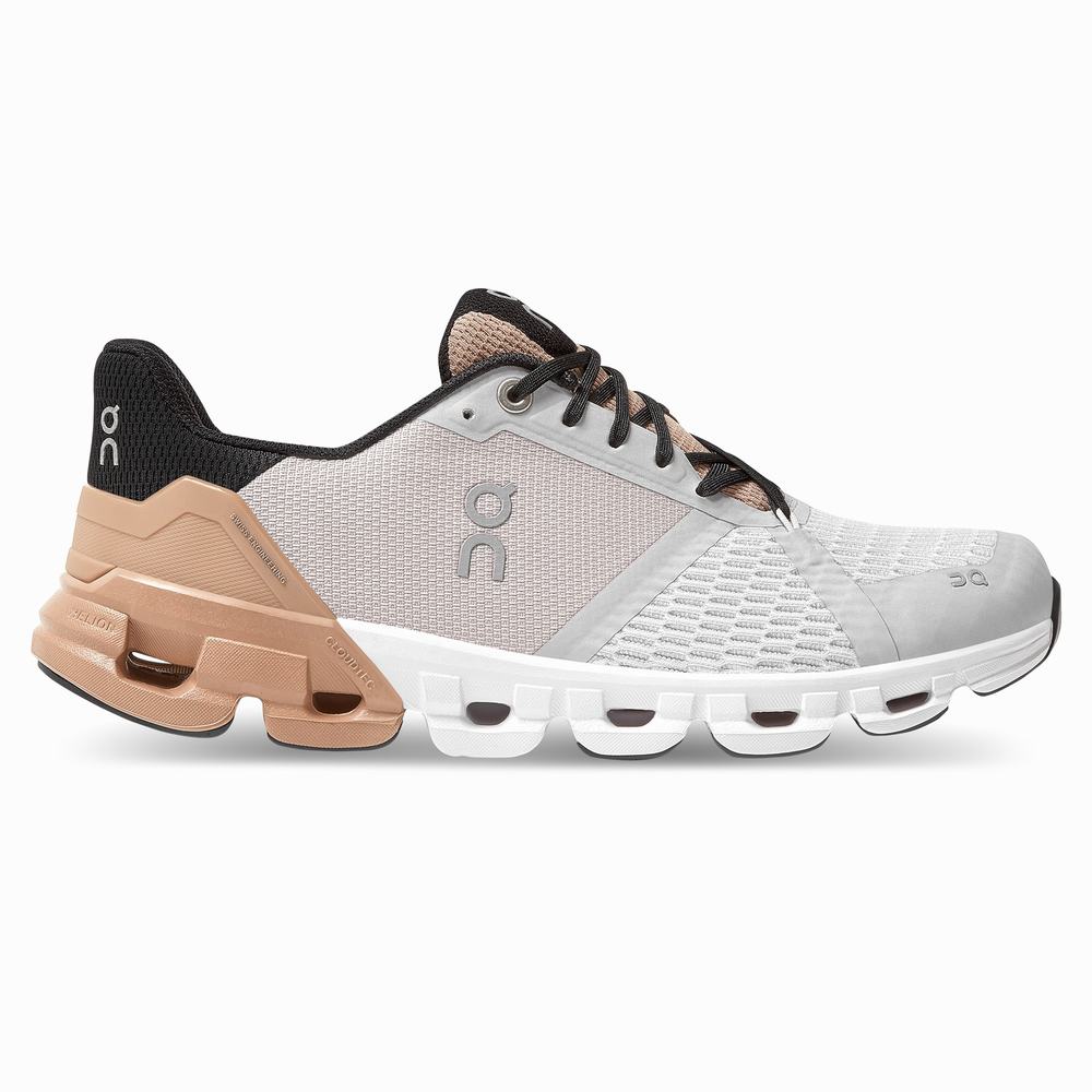 Women's On Cloudflyer Running Shoes White / Brown Rose | USA-8670451