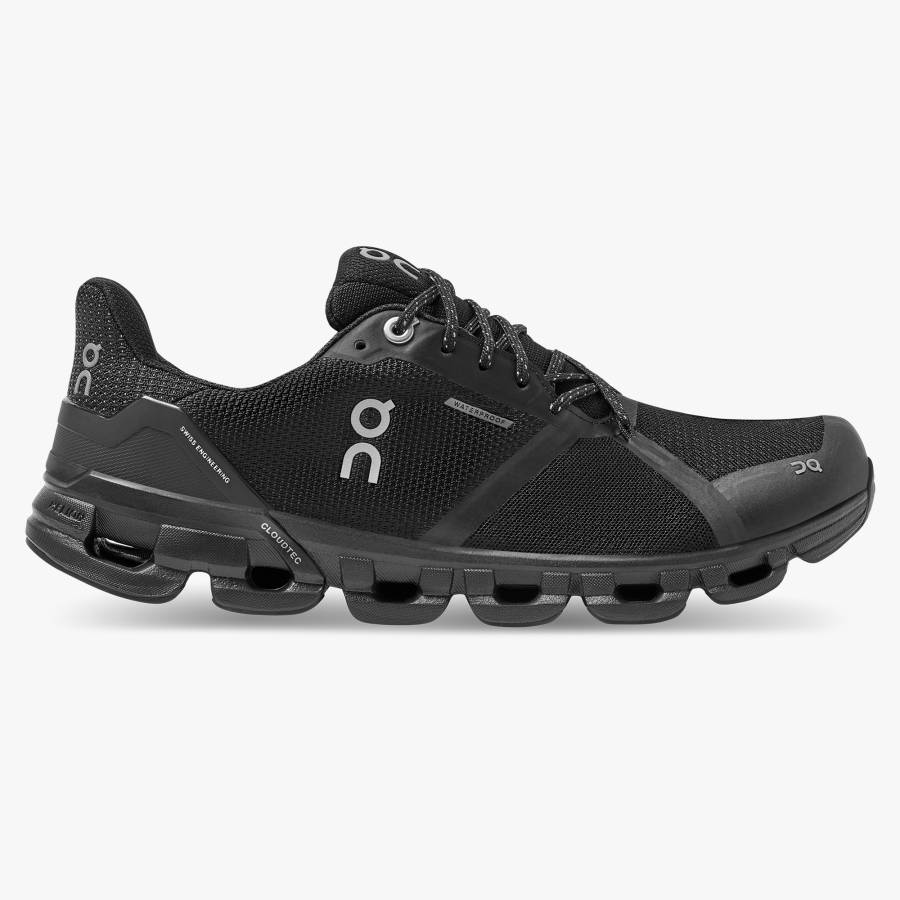 Women's On Cloudflyer Waterproof 2 Road Running Shoes Black | USA-6918750