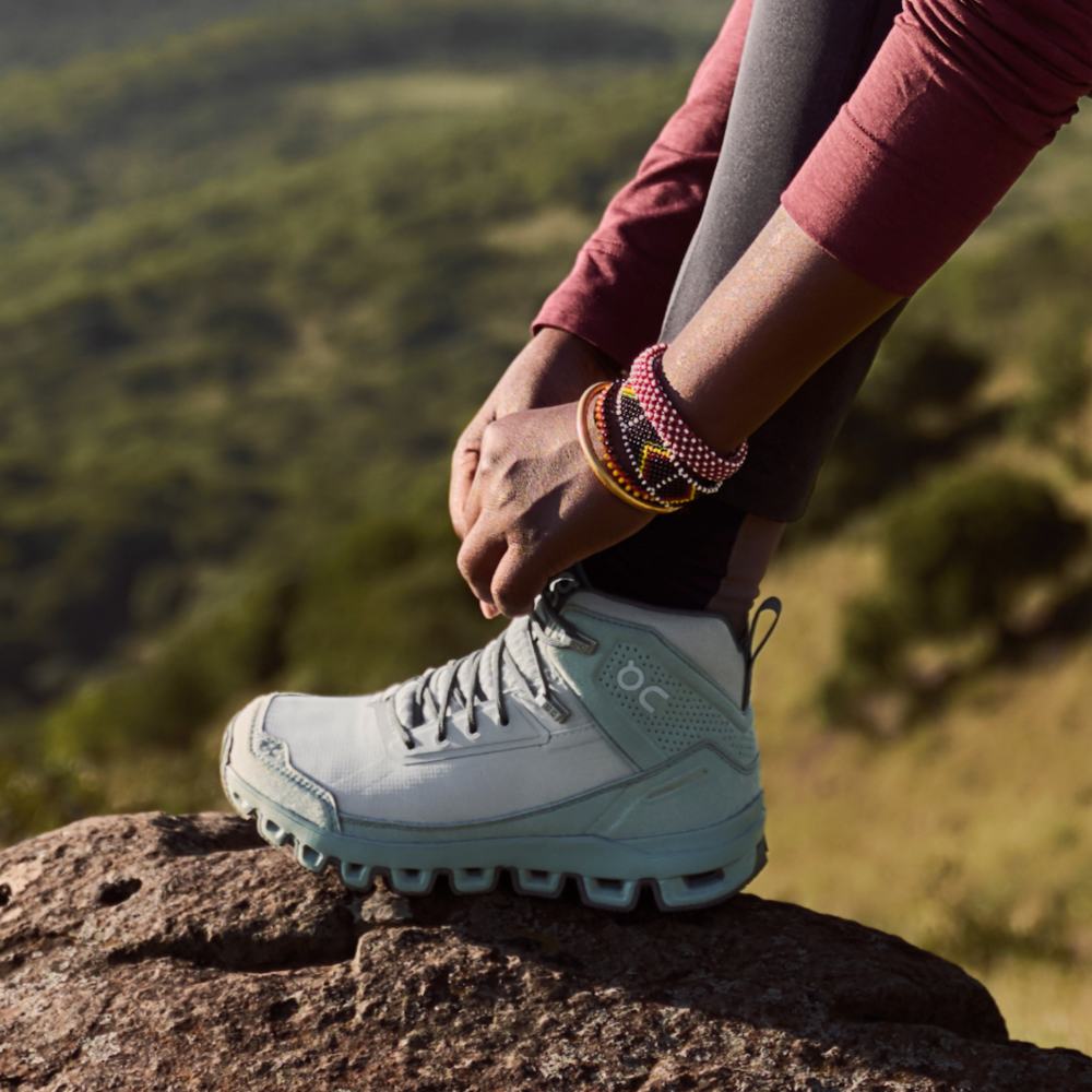 Women's On Cloudridge Hiking Boots Green / White | USA-3581726