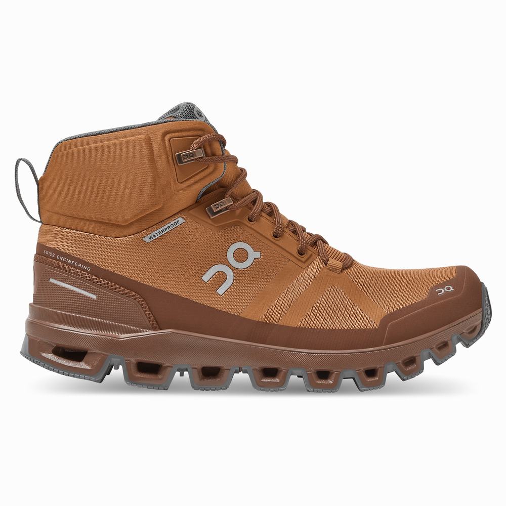 Women's On Cloudrock Hiking Boots Brown | USA-1938506