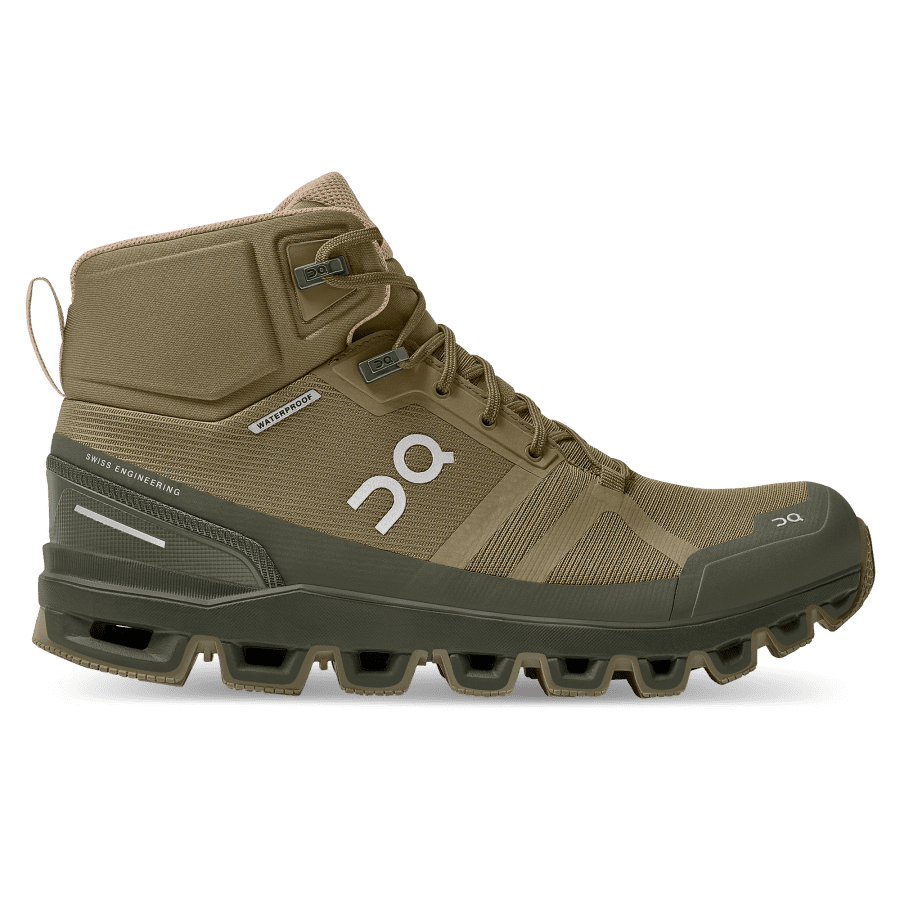 Women's On Cloudrock Waterproof Hiking Boots Olive | USA-6704251