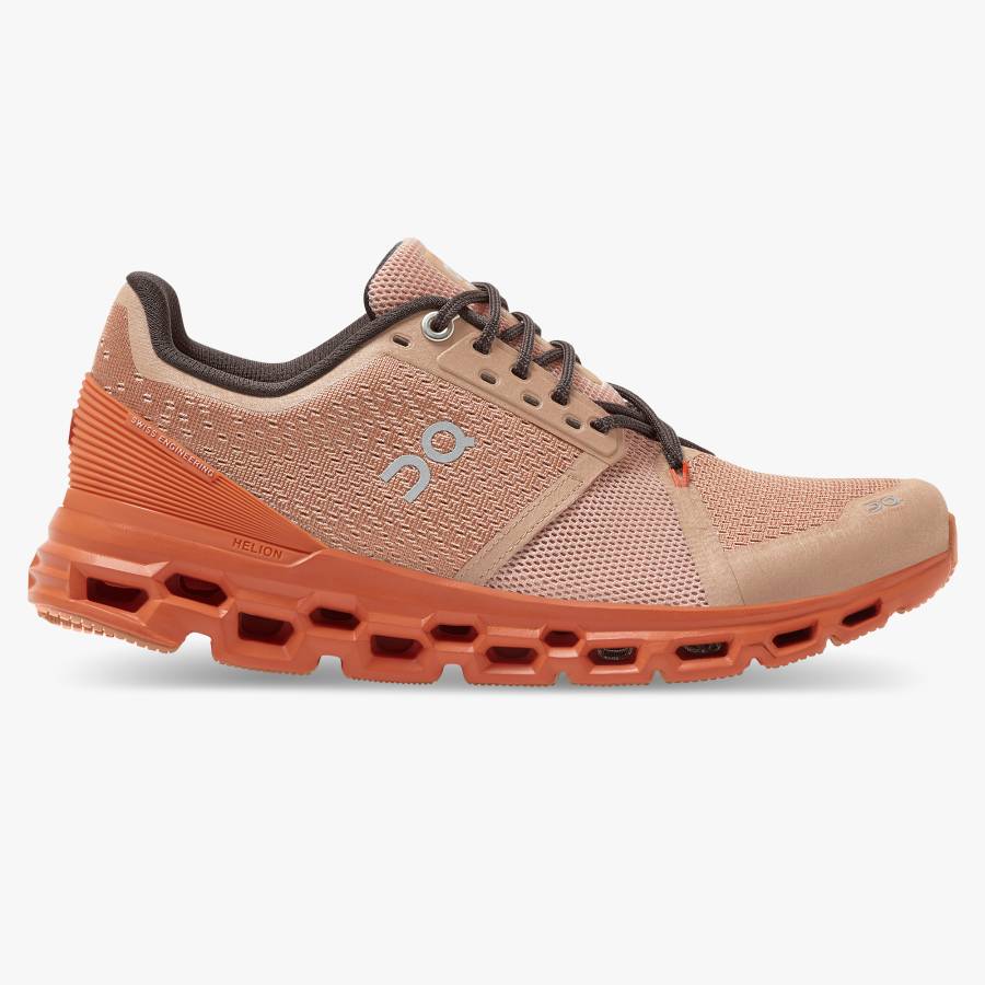 Women's On Cloudstratus 1 Road Running Shoes Brown Rose | USA-4385172