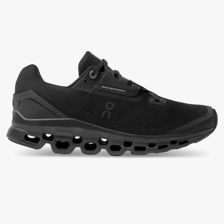 Women's On Cloudstratus 2 Road Running Shoes Black | USA-7695034