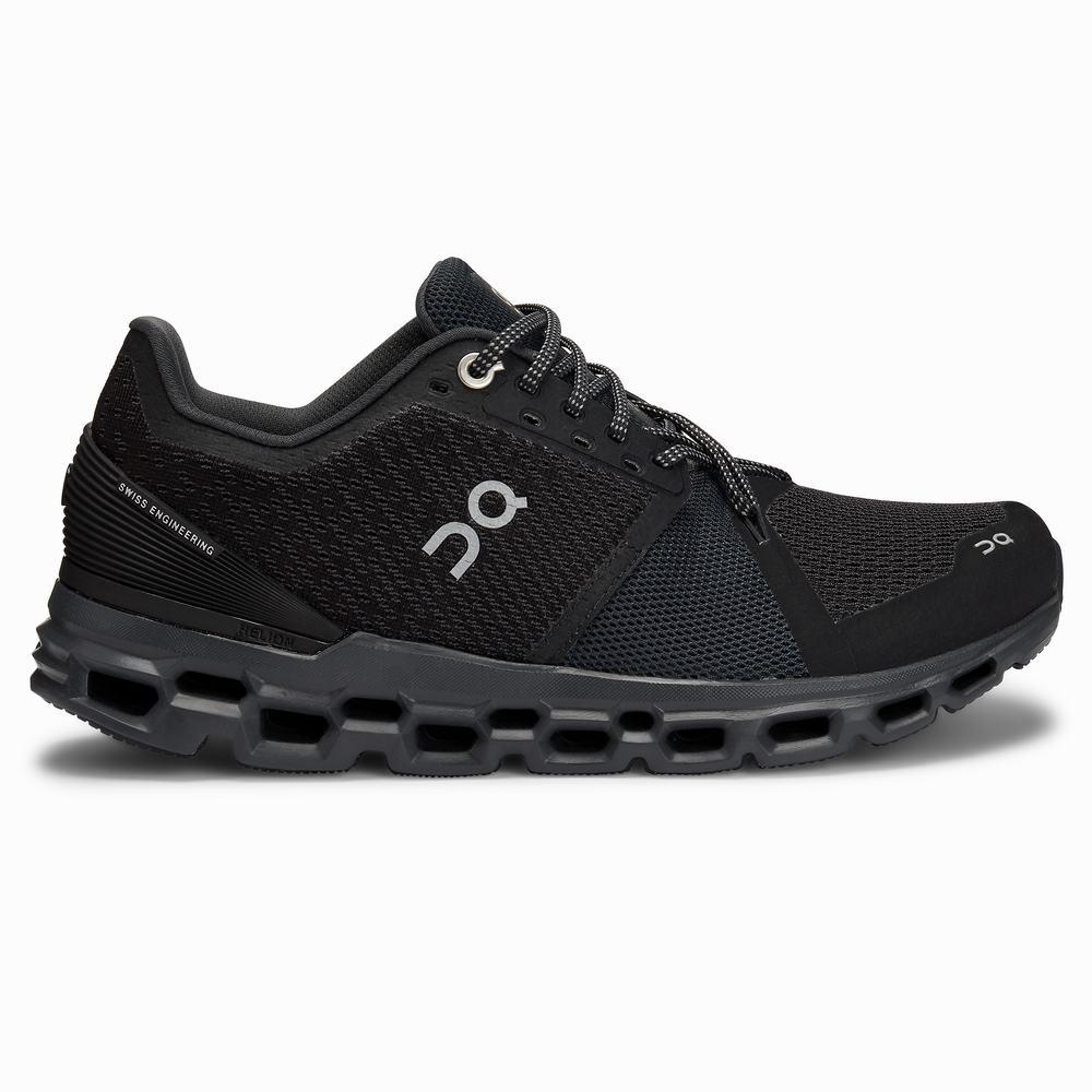 Women's On Cloudstratus Running Shoes Black / Grey | USA-1290734