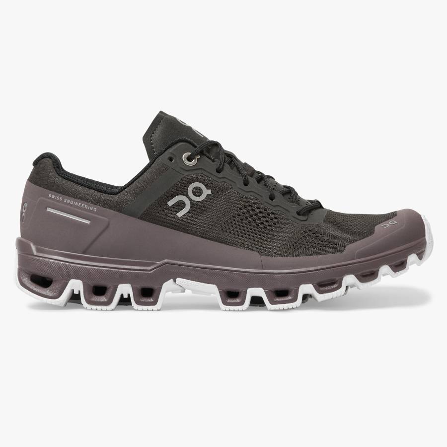 Women's On Cloudventure 2 Hiking Shoes Black / Purple | USA-2910865