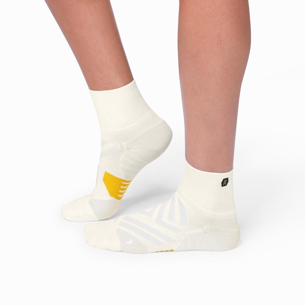 Women's On Mid Running Socks White | USA-2301467