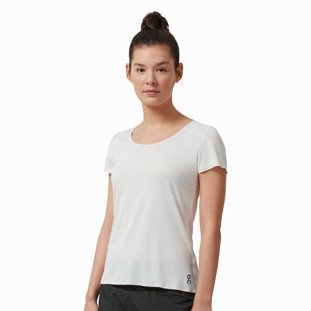 Women's On Performance Long T Shirts Beige / White | USA-9340826