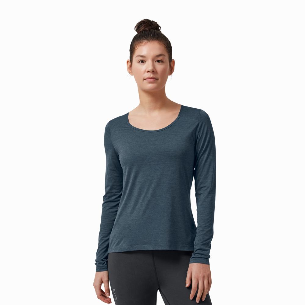 Women's On Performance Long T Shirts Navy | USA-3982561