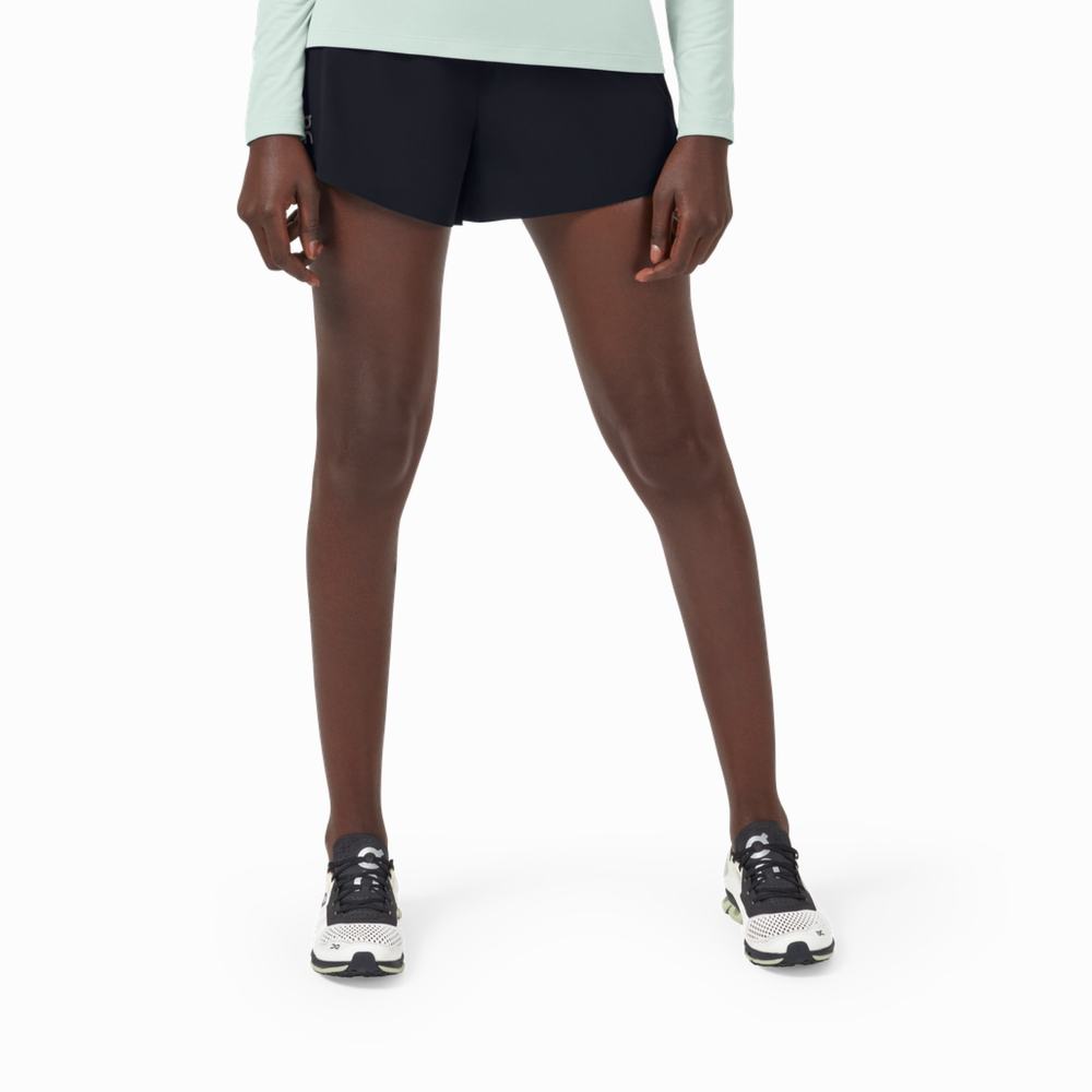 Women's On Performance Running Shorts Black | USA-9564102