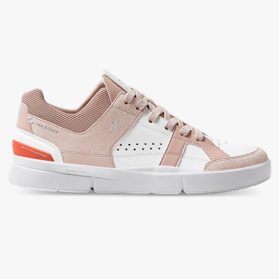 Women's On THE ROGER Clubhouse Sneakers Rose / White | USA-9702658