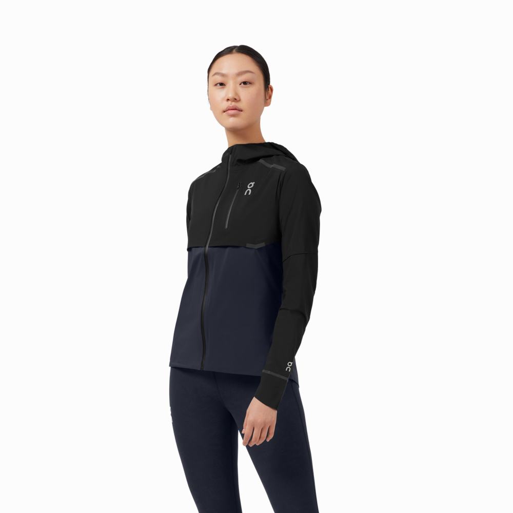 Women's On Weather Jackets Black / Navy | USA-3698214