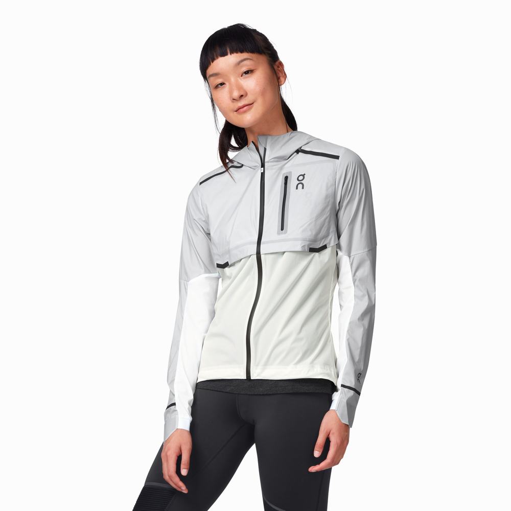 Women's On Weather Jackets Grey / White | USA-7682390